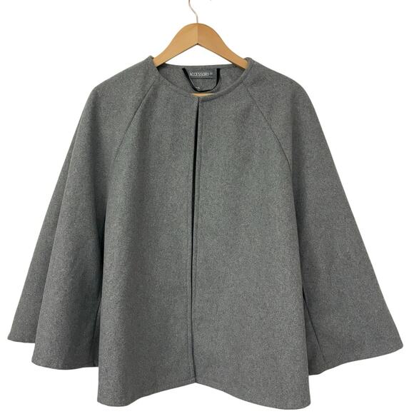 Accessory ST New York Gray Cape Jacket Open Front Swing Coat One Size Minimalist - Picture 1 of 5
